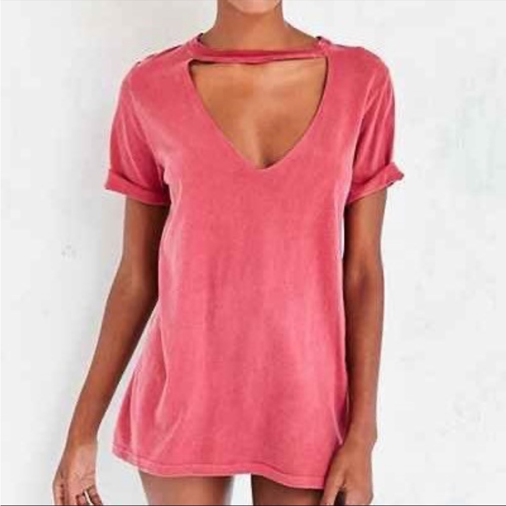 Urban Outfitters Truly Madly Deeply Cut It Out Tee Shirt Washed Pink
